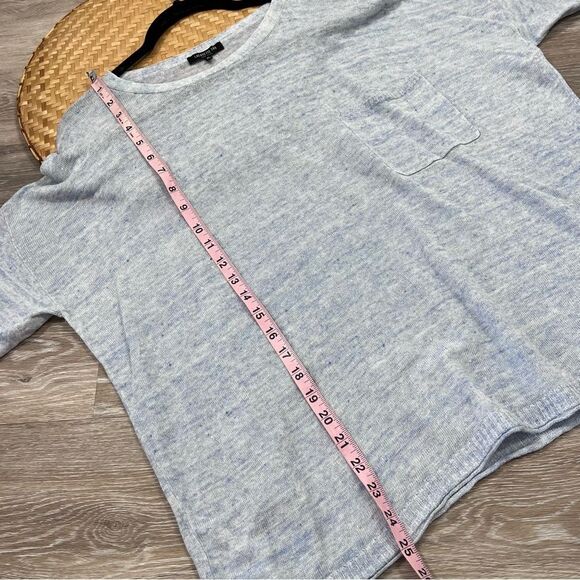 Lafayette 148 New York Blue Marled 100% linen boxy tee w/ pocket womens XL - Picture 3 of 6